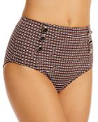 Shoshanna Printed Button Trim Bikini Bottom