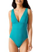 Tommy Bahama Palm Modern V Neck One Piece Swimsuit