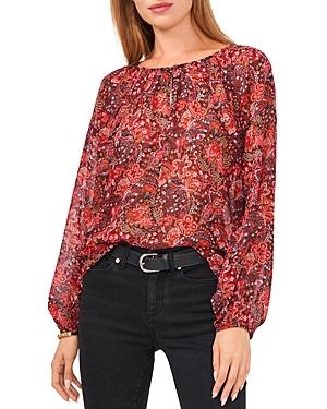 Vince Camuto Paisley Keyhole Blouse