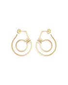 Dinh Van 18k Yellow Gold Menottes Diamond Hoop Earrings