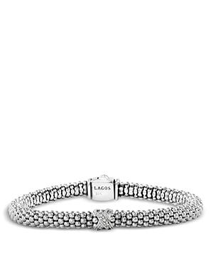 Lagos Sterling Silver X Collection Rope Bracelet With Diamonds