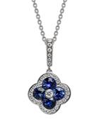 Gumuchian 18k White Gold Fleur Diamond & Sapphire Pendant Necklace, 18