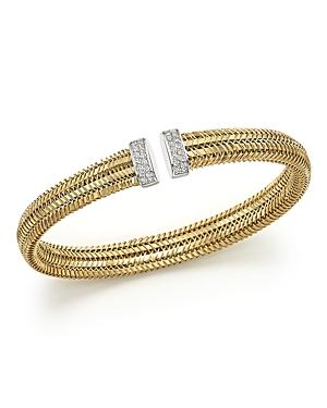Roberto Coin 18k Yellow Gold Primavera Woven Bracelet With Diamonds