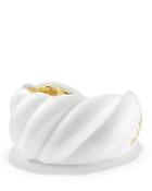 David Yurman White Resin Sculpted Cable Cuff Bracelet With 18k Gold Vermeil