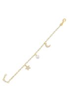 Adinas Jewels Faux Pearl & Cubic Zirconia Charm Bracelet