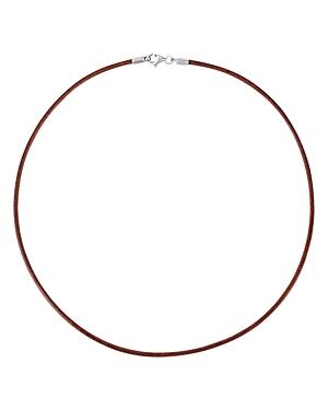 Tous Sterling Silver & Brown Leather Choker Necklace, 15.75