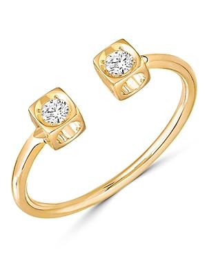 Dinh Van 18k Yellow Gold Le Cube Diamant Open Ring With Diamonds