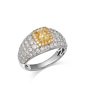 Bloomingdale's Yellow & White Diamond Cushion-cut Statement Ring In 14k White & Yellow Gold - 100% Exclusive