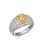Bloomingdale's Yellow & White Diamond Cushion-cut Statement Ring In 14k White & Yellow Gold - 100% Exclusive