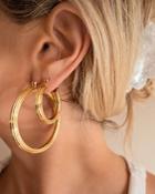 Luv Aj Cher Ridged Hoop Earrings In Gold Tone
