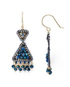 Miguel Ases Beaded Triangle Drop Earrings
