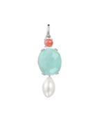 Tous Sterling Silver Amazonite, Rodocrosyte & Glass Pearl Pendant