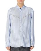 Sandro Viala Studded & Striped Shirt