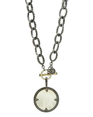 Freida Rothman Imperial Mother-of-pearl Pendant Necklace In Black Rhodium-plated Sterling Silver & 14k Gold-plated Sterling Silver, 18
