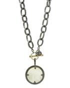 Freida Rothman Imperial Mother-of-pearl Pendant Necklace In Black Rhodium-plated Sterling Silver & 14k Gold-plated Sterling Silver, 18