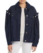 No Frills By Mother Of Pearl Faux Pearl Embellished Denim Jacket