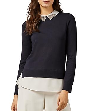 Ted Baker Liayloa Sparkle-collar Shirttail Sweater