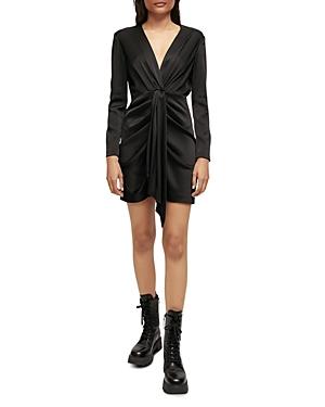 Maje Roseanne Satin Front Tie Dress