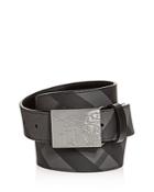 Burberry Plaque Buckle Check Leather Belt