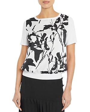 Misook Botanical Print Crepe De Chine Top
