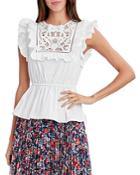 Bcbgmaxazria Flutter Sleeve Lace Yoke Top