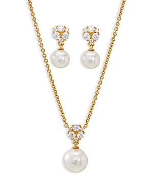 Nadri Camila Simulated Pearl Sparkle Earrings And Pendant Necklace Set