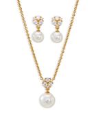 Nadri Camila Simulated Pearl Sparkle Earrings And Pendant Necklace Set