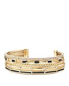 David Yurman Stax Color Cuff With Diamonds & Black Spinel In 18k Gold
