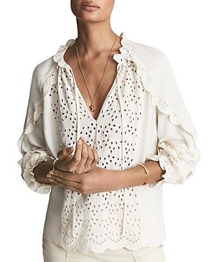 Reiss Flora Eyelet Scalloped Blouse