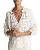 Reiss Flora Eyelet Scalloped Blouse