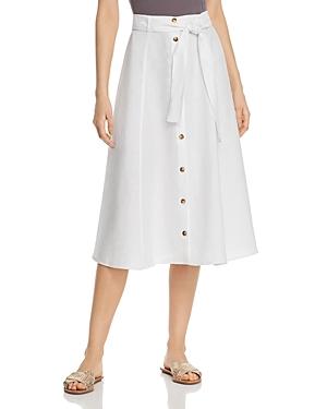 Three Dots Button-down Linen Midi Skirt