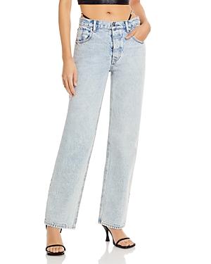 Alexanderwang.t High Rise Straight Leg Jeans In Pebble Bleach