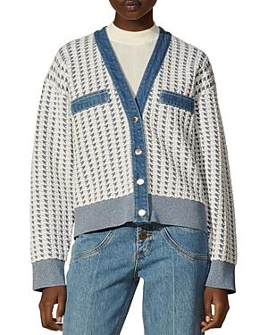 Sandro Amarillys Cropped Tweed Cardigan