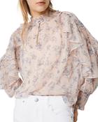 Maje Lasette Ruffled Floral Top