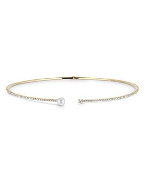 Hueb 18k Yellow Gold Spectrum Diamond And Cultured Freshwater Pearl Collar Necklace, 13