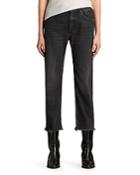 Allsaints Mazzy Cropped Wide Jeans In Washed Black