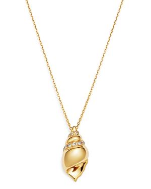 Bloomingdale's Diamond Shell Pendant Necklace In 14k Yellow Gold, 0.07 Ct. T.w. - 100% Exclusive