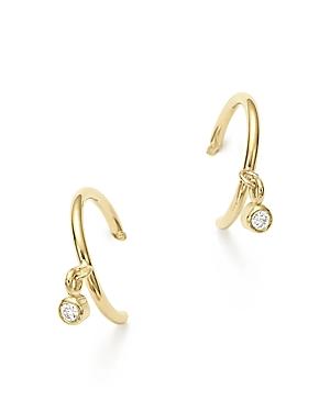 Zoe Chicco 14k Yellow Gold Tiny Huggie Hoop Earrings With Dangling Diamonds
