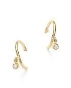 Zoe Chicco 14k Yellow Gold Tiny Huggie Hoop Earrings With Dangling Diamonds