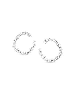 Suzanne Kalan 18k White Gold Diamond Round-cut & Baguette Sideways Skinny Spiral Drop Earrings