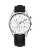 Bering Classic Chronograph Leather Strap Watch, 42mm
