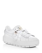 Puma Women's Trace Ostrich-embossed Leather Lace Up Platform Sneakers