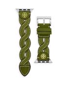 Tory Burch Apple Watch Green Braided Leather Strap, 38mm/40mm