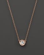 Diamond Solitaire Pendant Necklace In 14k Rose Gold, .25 Ct. T.w.