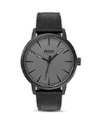 Hugo #stand Gray Dial & Black Leather Strap Watch, 40mm