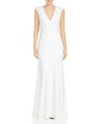 Halston Heritage Ruched Cutout Crepe Gown