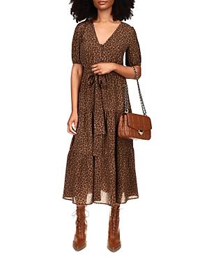 Michael Michael Kors Cheetah V Neck Midi Dress