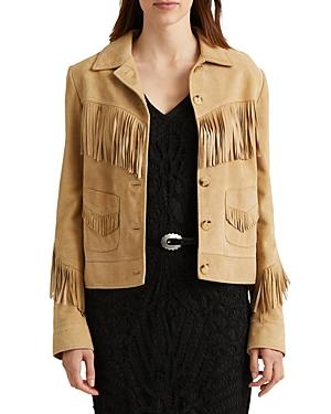 Lauren Ralph Lauren Fringe Trim Suede Jacket