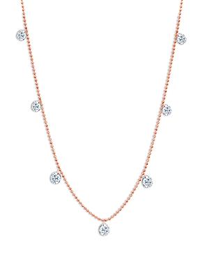 Graziela Gems 18k Rose Gold Diamond Dangle Floating Statement Necklace, 18