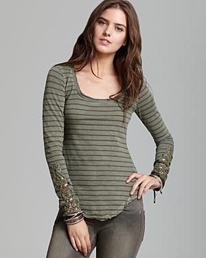 Free People Top - Hard Candy Cuff Stripe Toosaloosa